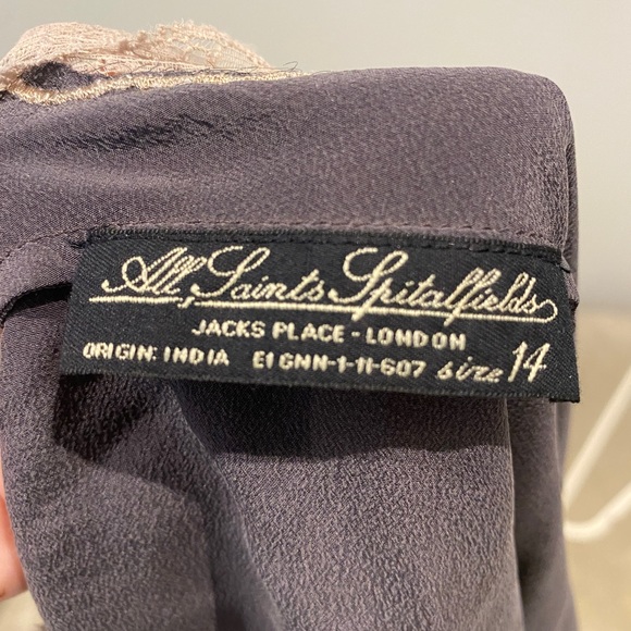 All Saints silk cami with lace trim - Picture 4 of 5